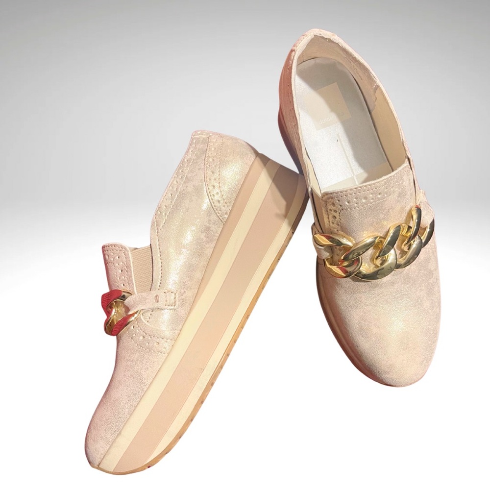 DV by Dolce Vita Beige Loafers with Gold Chain